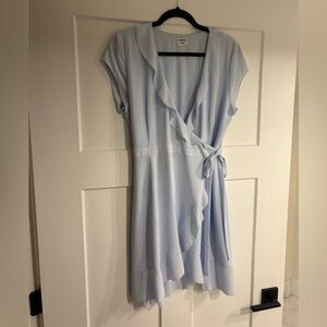 Sunday Best Light Blue Ruffle Wrap Dress
